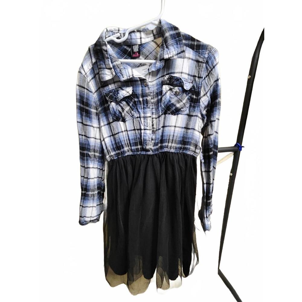 Star Ride Black Plaid Tulle Dress M (7/8)